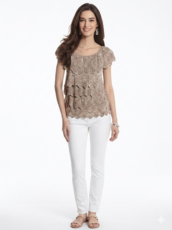White House Black Market Tops - White House Black Market Layered Gold Tunic Top.